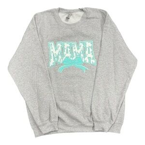 Gray Sweatshirt with Mint 'MAMA' Print